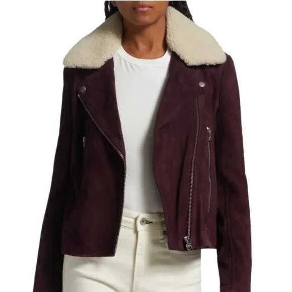 rag bone Jackets Coats Rag Bone Mack Burgundy Suede Moto